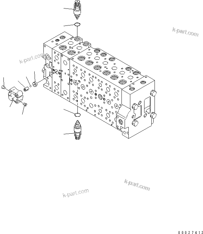 Komatsu parts book diagram for PC400-7E0 S/N 60001-UP (ecot3): MAIN VALVE (1-ACTUATOR) (23/23) (FOR LOADER)