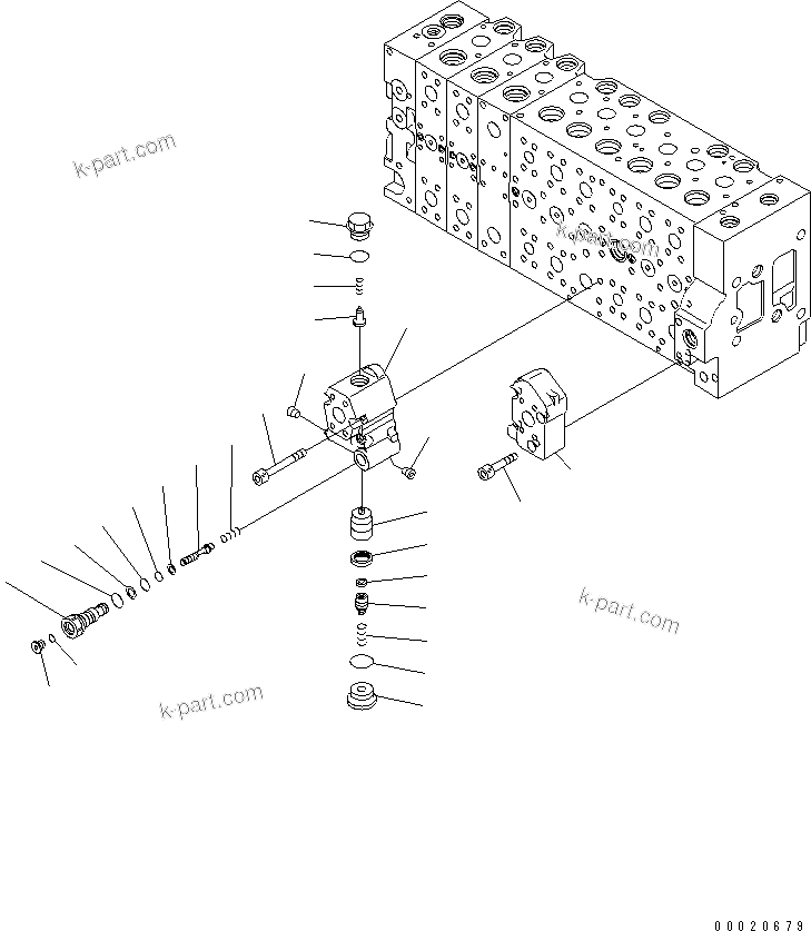 Komatsu parts book diagram for PC400-7E0 S/N 60001-UP (ecot3): MAIN VALVE (2-ACTUATOR) (16/25) (FOR LOADER)