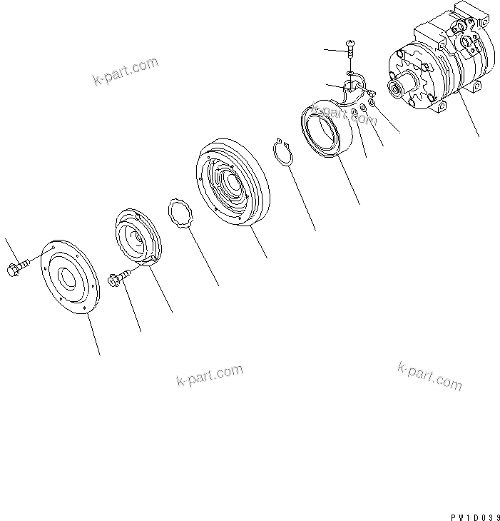 Komatsu parts book diagram for PC400-7E0 S/N 60001-UP (ecot3): COMPRESSOR ASS'Y (FOR AIR CONDITIONER)
