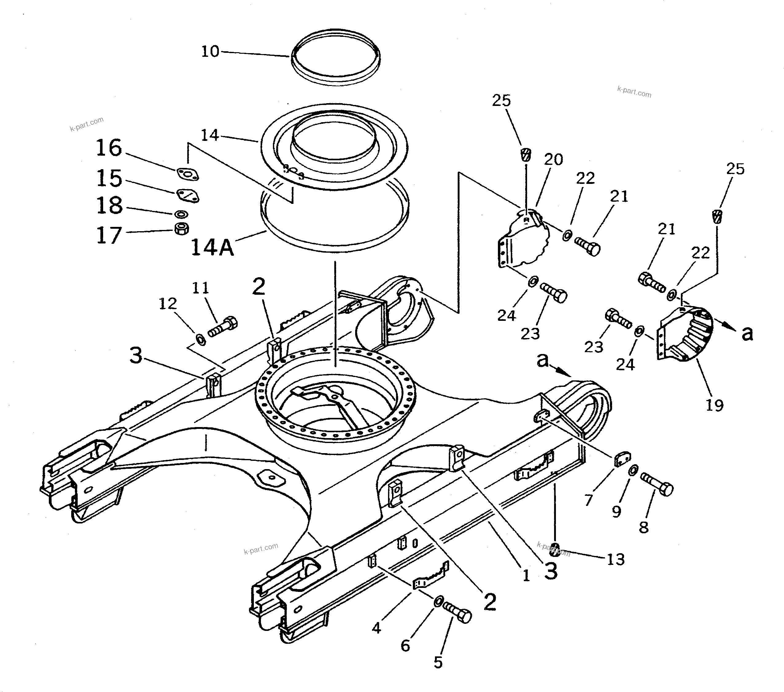 Komatsu parts book diagram for PC400LC S/N 20001-UP (Mighty Spec.): TRACK FRAME (WITH UNDER COVER)(#20603-)
