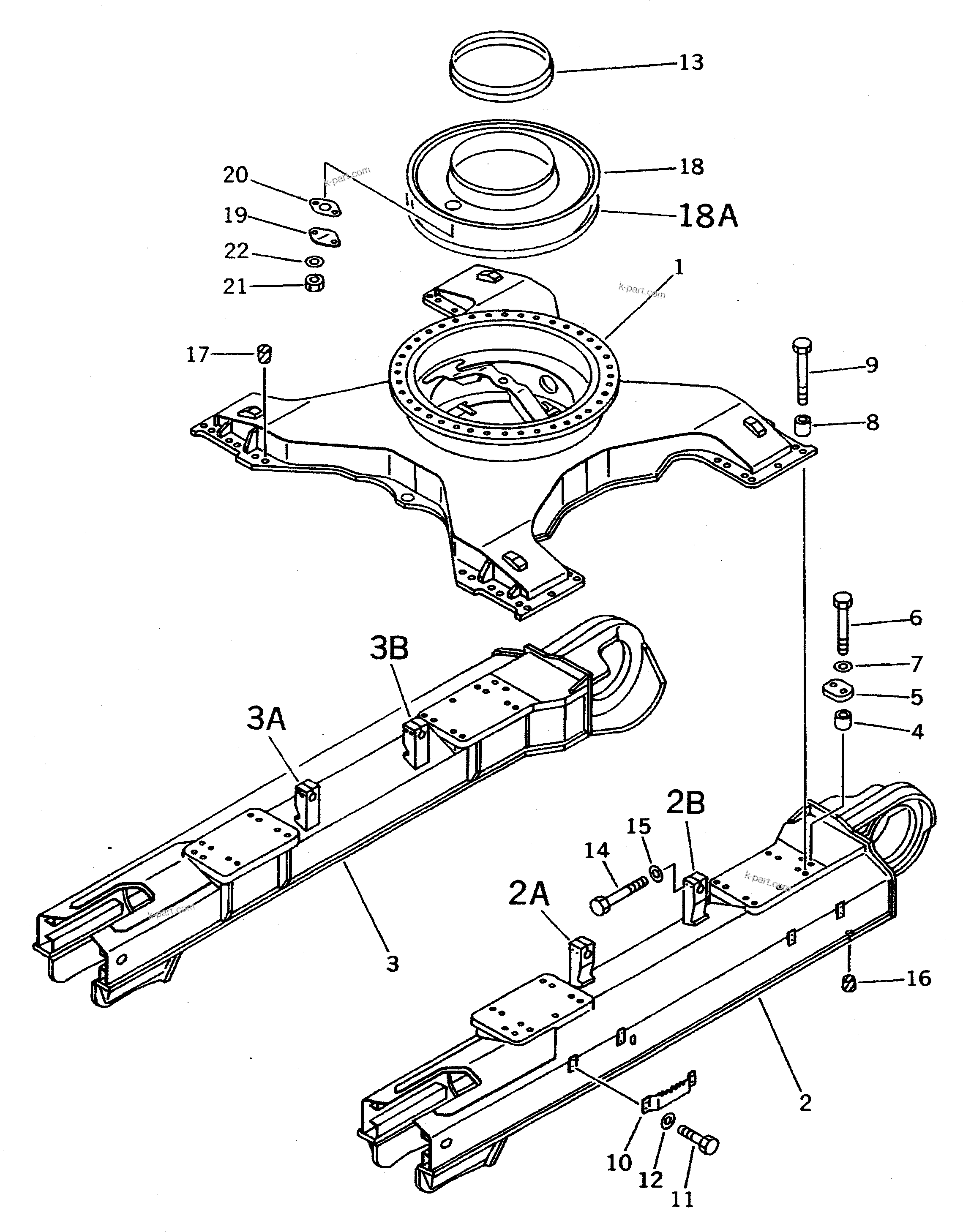 Komatsu parts book diagram for PC400LC S/N 20001-UP (Mighty Spec.): TRACK FRAME (FOR VARIABLE GAUGE) (WITH UNDER COVER)(#20603-)