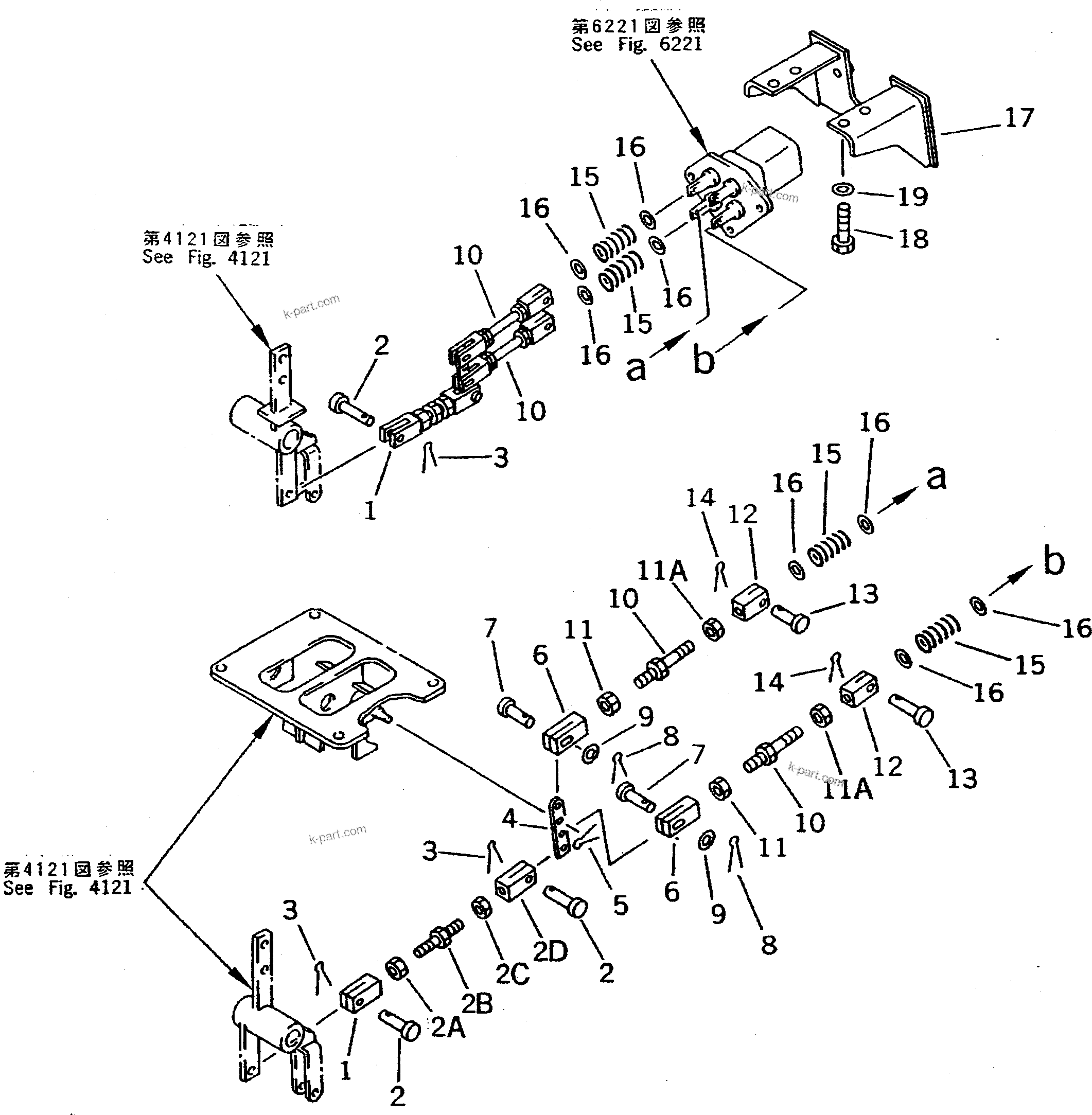 Komatsu parts book diagram for PC400LC S/N 20001-UP (Mighty Spec.): TRAVEL CONTROL LINKAGE (FOR WRIST CONTROL)(#20021-)