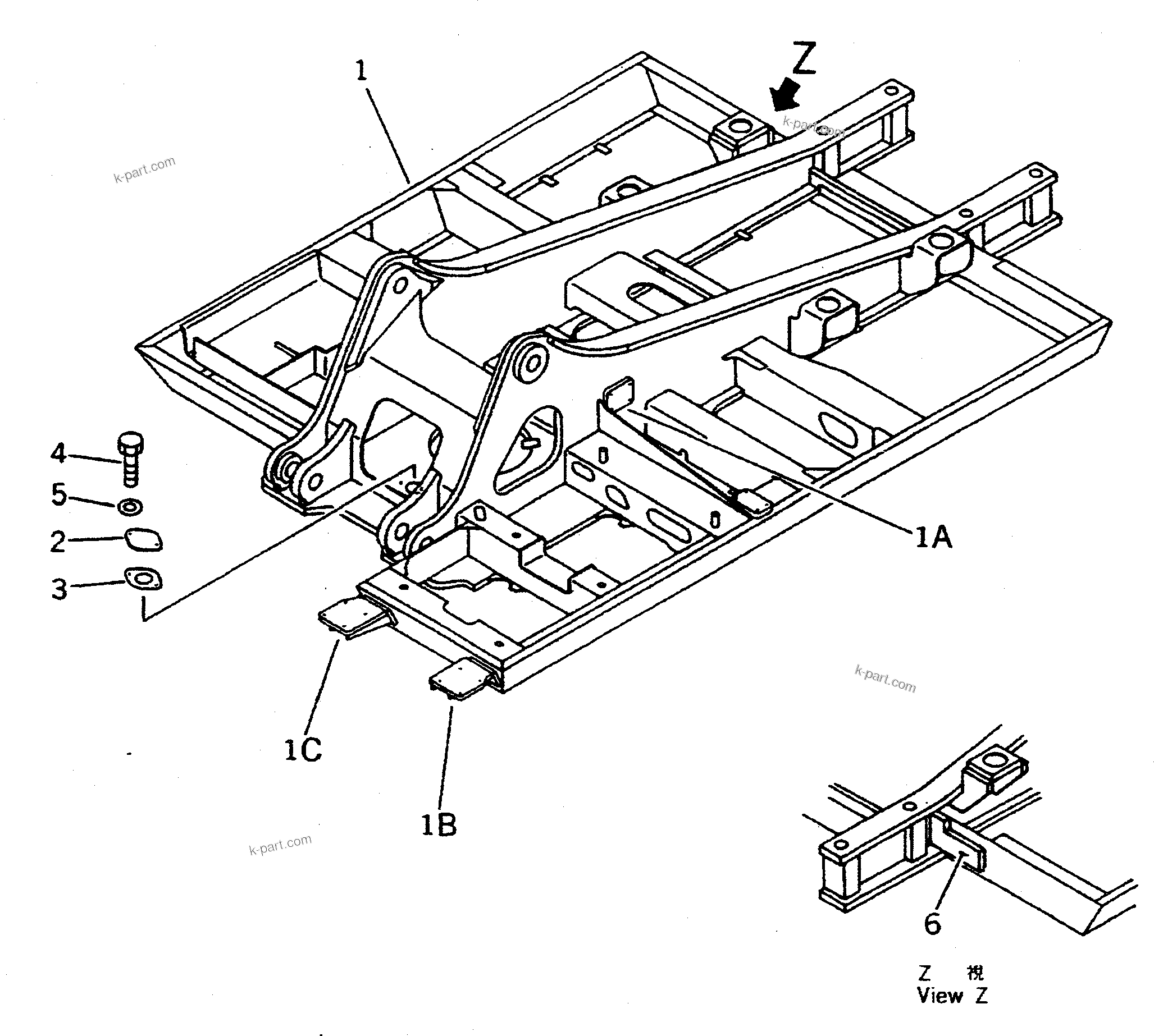 Komatsu parts book diagram for PC400LC S/N 20001-UP (Mighty Spec.): REVOLVING FRAME (WITH F.O.P.S.)(#20603-)