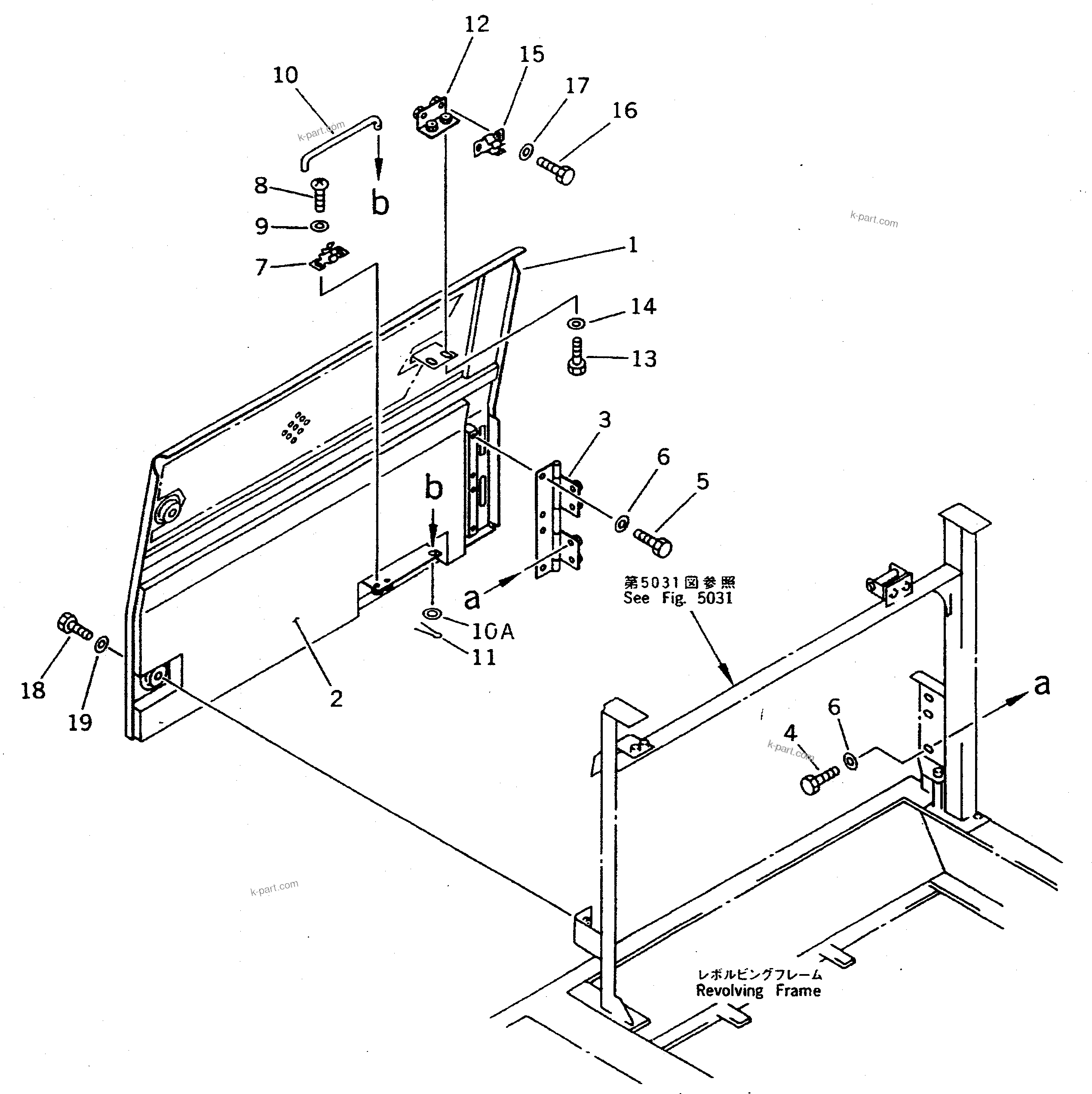 Komatsu parts book diagram for PC400LC S/N 20001-UP (Mighty Spec.): RIGHT SIDE COVER (EXCEPT JAPAN)(#20105-)