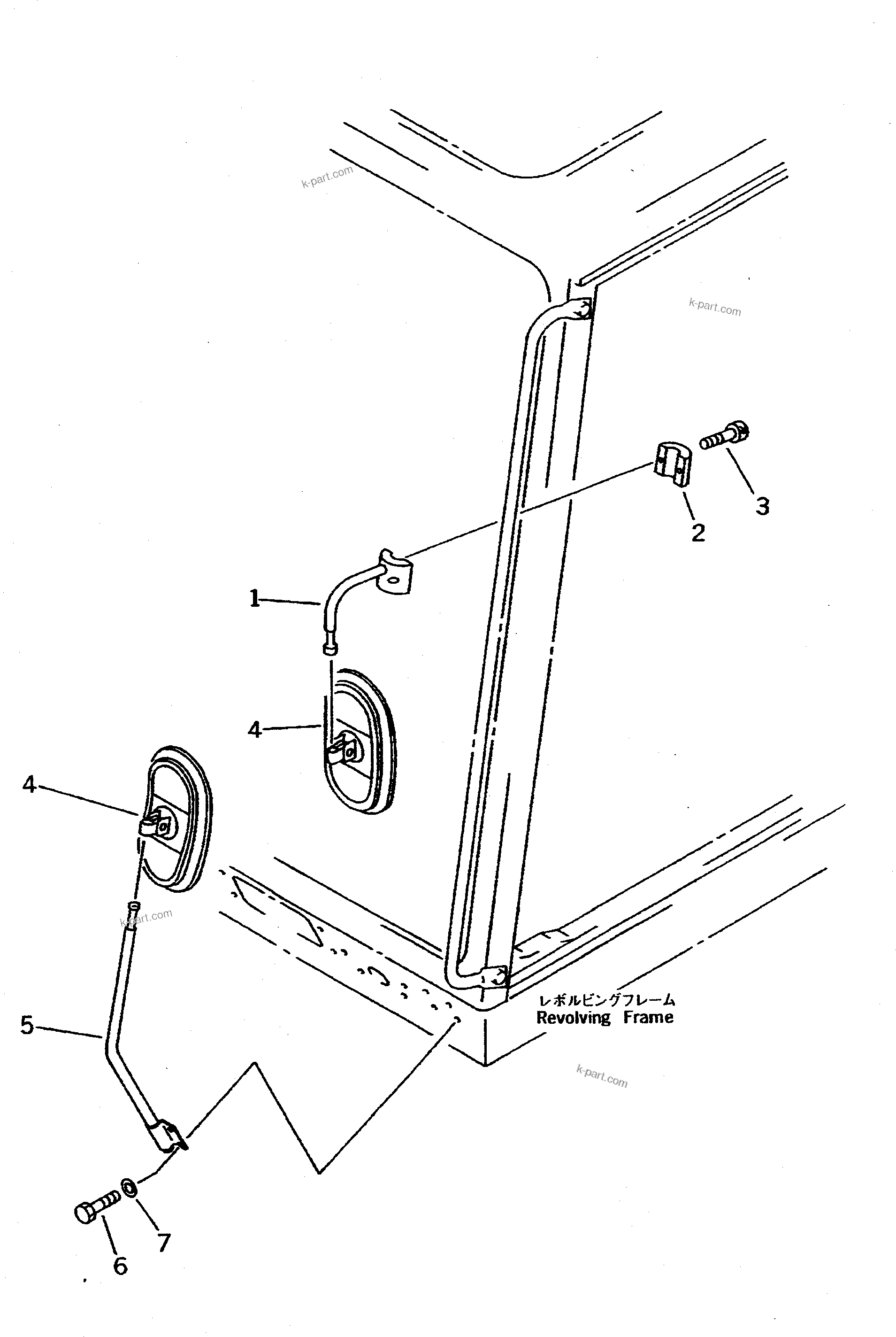 Komatsu parts book diagram for PC400LC S/N 20001-UP (Mighty Spec.): REAR VIEW MIRROW ? L.H. (TBG SPEC.) (FOR SWEDEN)(#20467-)