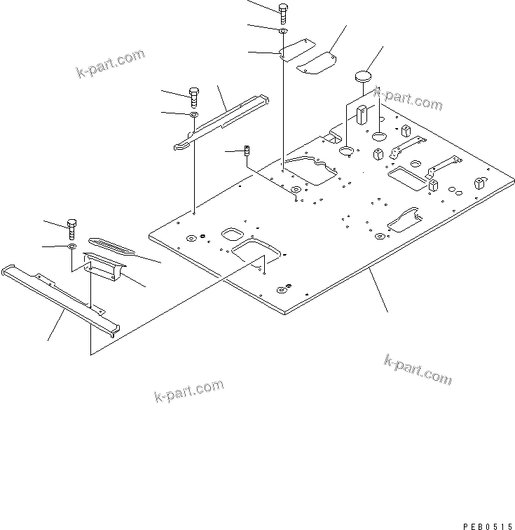 Komatsu parts book diagram for PC400LC S/N 20001-UP (Mighty Spec.): FLOOR FRAME (FOR WRIST CONTROL) (FOR ADDITIONAL PIPING)(#21251-)