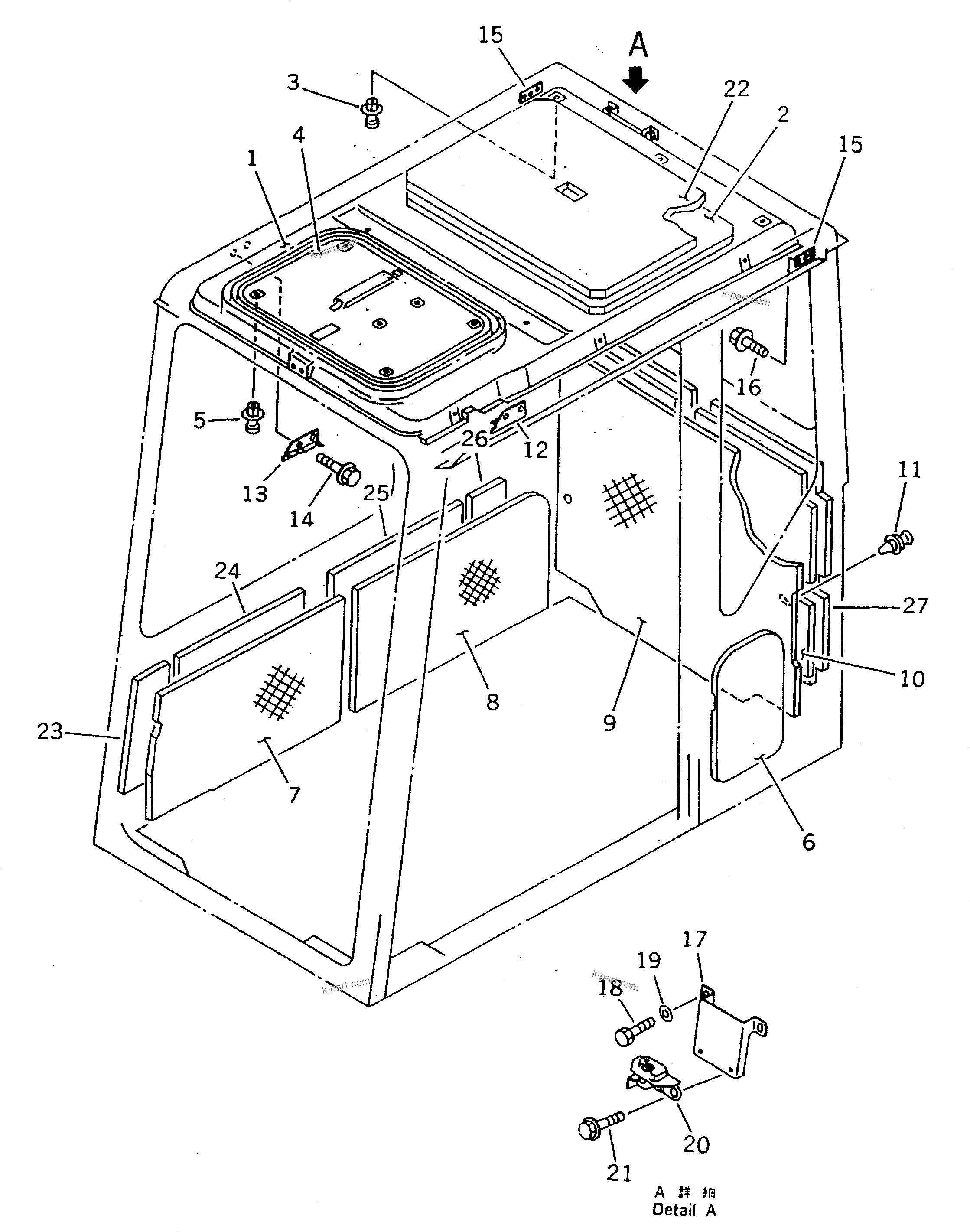 Komatsu parts book diagram for PC400LC S/N 20001-UP (Mighty Spec.): OPERATOR'S CAB (5/7) (INSIDE COVER) (K.S.P. SPEC.)(#20603-)