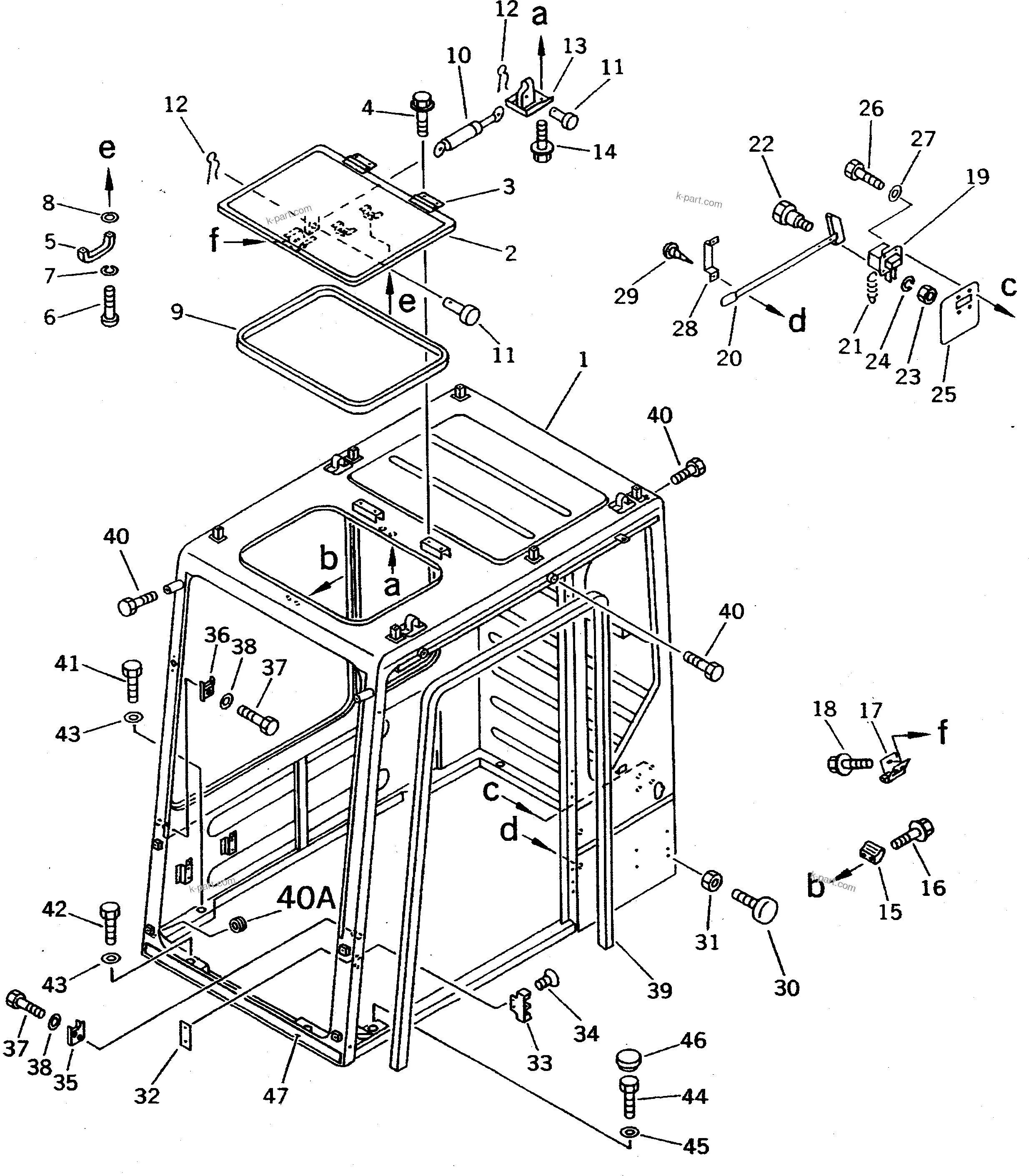 Komatsu parts book diagram for PC400LC S/N 20001-UP (Mighty Spec.): OPERATOR'S CAB (1/7) (CAB) (K.S.P. SPEC.)(#20603-)