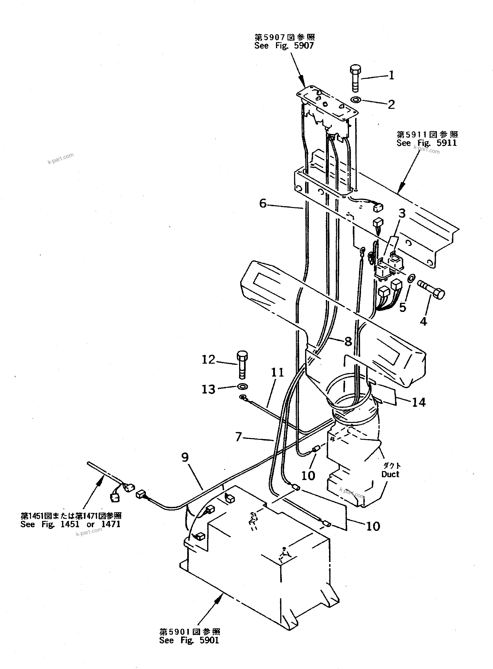 Komatsu parts book diagram for PC400LC S/N 20001-UP (Mighty Spec.): ELECTRICAL SYSTEM (AIR CONDITIONER)(#20001-21250)