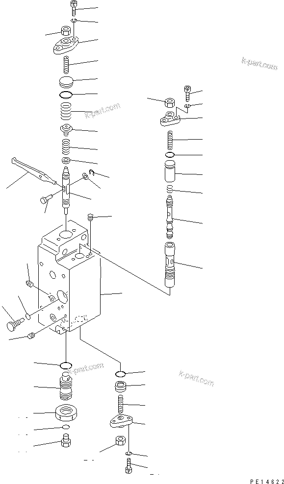 Komatsu parts book diagram for PC400LC S/N 20001-UP (Mighty Spec.): HYDRAULIC PUMP (13/16) (SERVO VALVE ? REAR) (2/3)