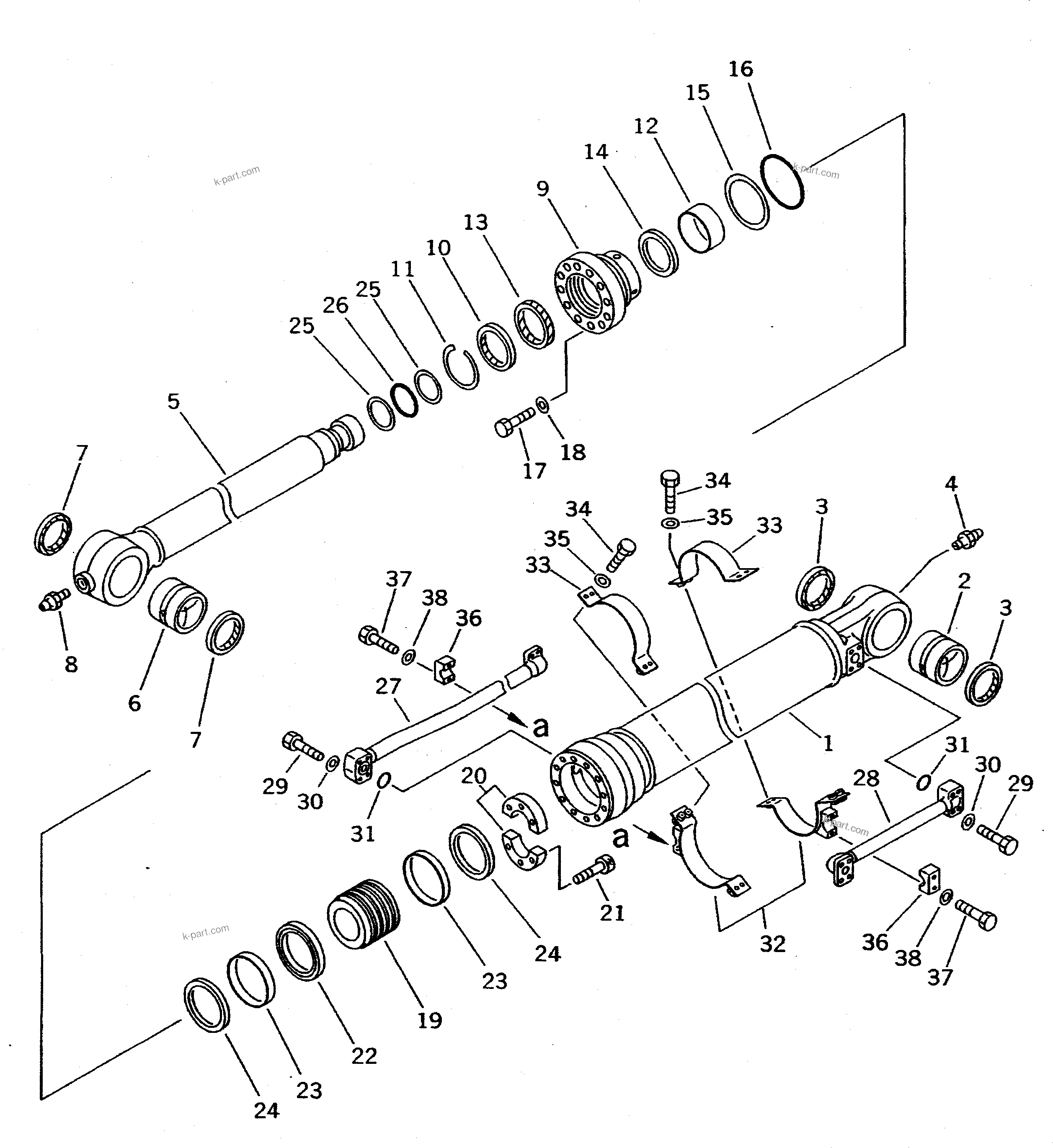 Komatsu parts book diagram for PC400LC S/N 20001-UP (Mighty Spec.): BUCKET CYLINDER