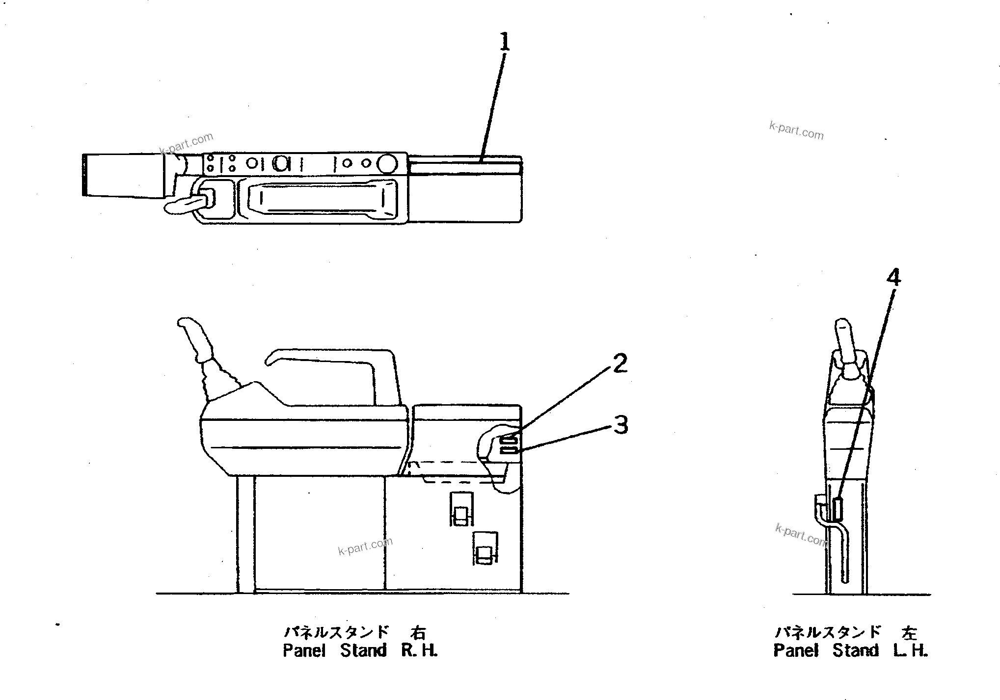 Komatsu parts book diagram for PC400LC S/N 20001-UP (Mighty Spec.): MARKS AND PLATES (PANEL AND CONTROL STAND SIDE) (FOR WRIST       CONTROL) (ENGLISH)