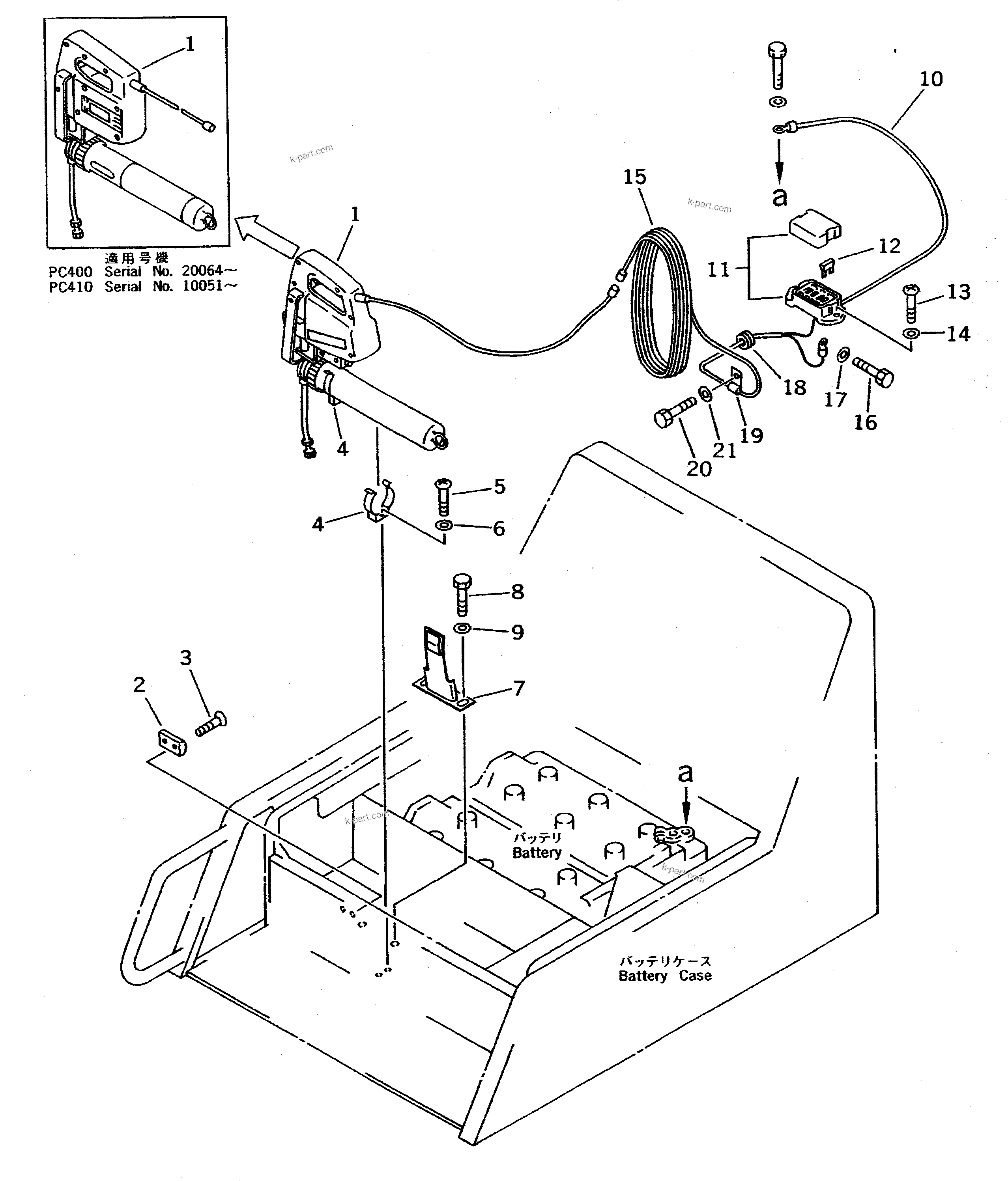 Komatsu parts book diagram for PC400LC S/N 20001-UP (Mighty Spec.): GREASE GUN