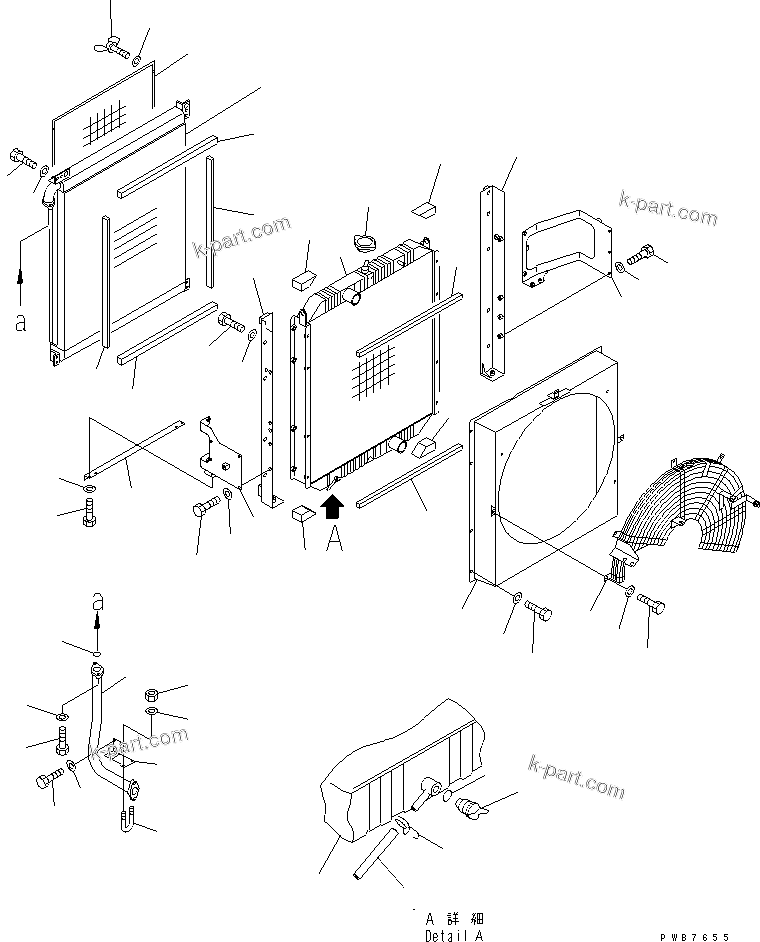 Komatsu parts book diagram for PC400LC-6 S/N 30001-UP: COOLING (RADIATOR AND OIL COOLER) (SAE)(#32001-)