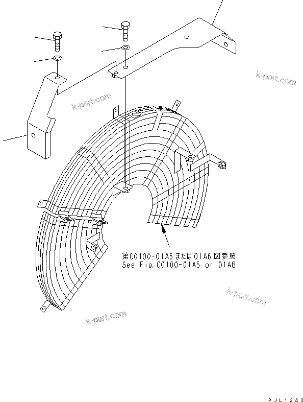 Komatsu parts book diagram for PC400LC-6 S/N 30001-UP: FAN GUARD (AIR CONDITIONER LESS)(#32164-)