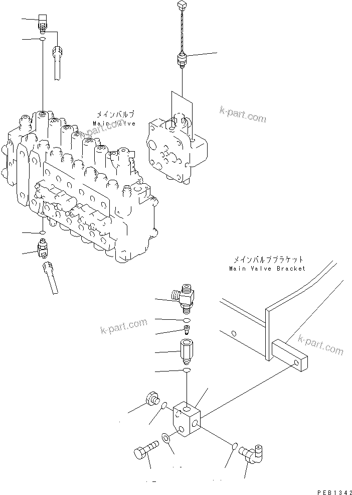 Komatsu parts book diagram for PC400LC-6 S/N 30001-UP: MAIN VALVE (SENSOR) (1 ACTUATOR)(#30001-31999)