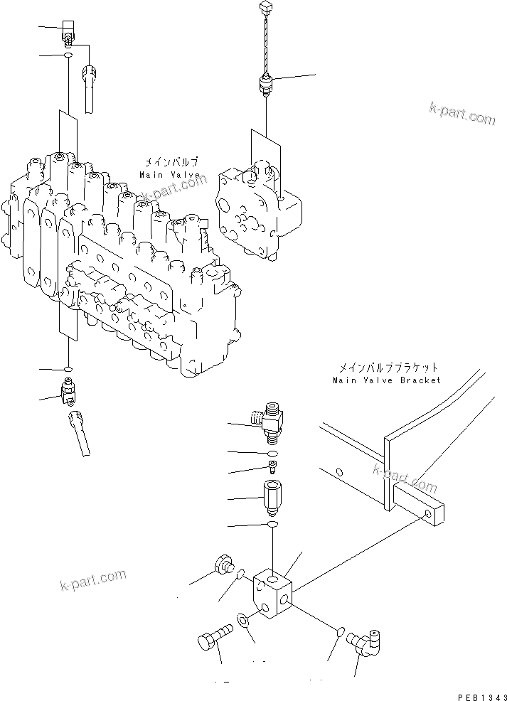 Komatsu parts book diagram for PC400LC-6 S/N 30001-UP: MAIN VALVE (SENSOR) (2 ACTUATOR)(#30001-31999)