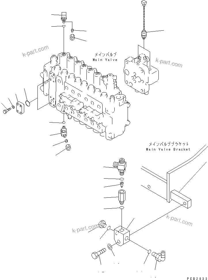 Komatsu parts book diagram for PC400LC-6 S/N 30001-UP: MAIN VALVE (SENSOR) (1 ACTUATOR) (ATTACHMENT LINE LESS)(#30001-31999)
