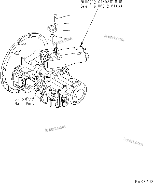 Komatsu parts book diagram for PC400LC-6 S/N 30001-UP: DELIVERY LINE (PLUG) (WITH INLINES FILTER)(#32001-)