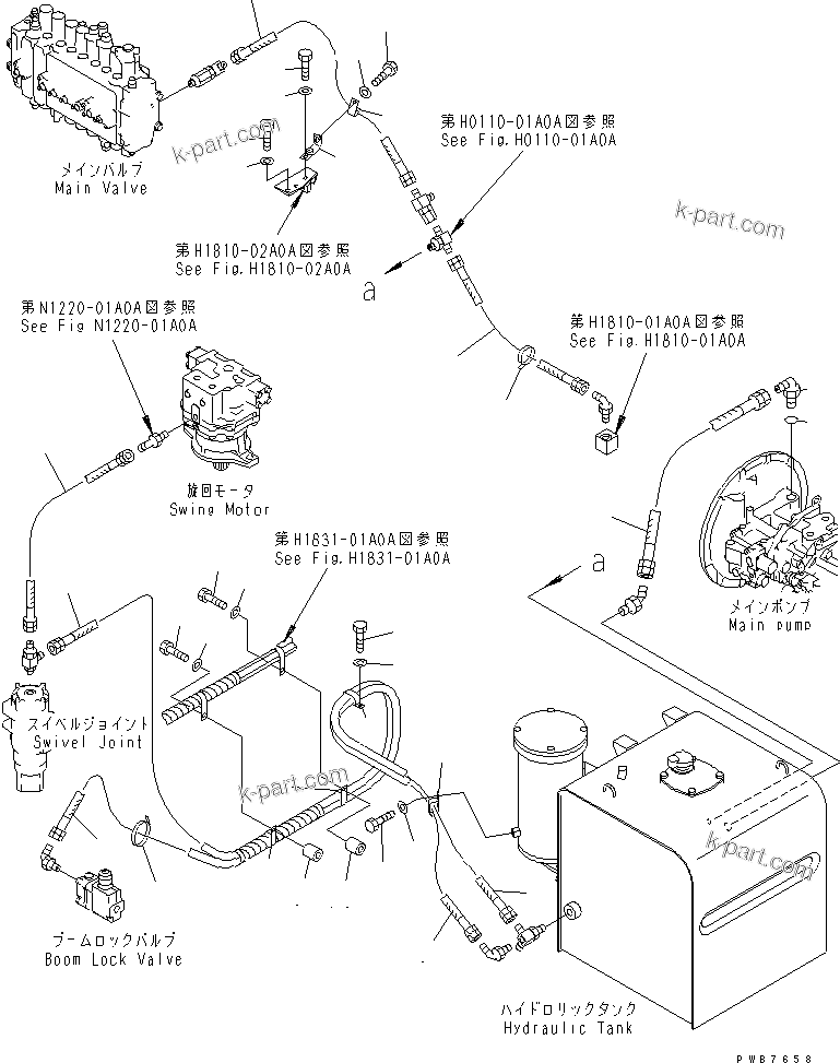 Komatsu parts book diagram for PC400LC-6 S/N 30001-UP: DRAIN LINES(#32001-32249)