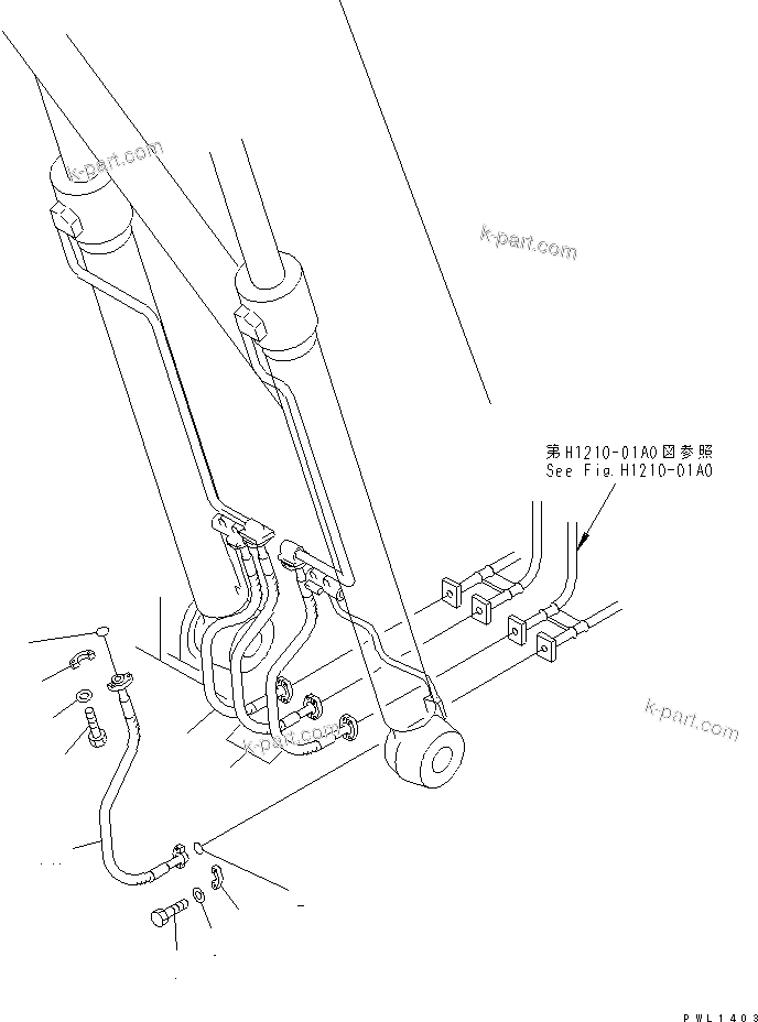 Komatsu parts book diagram for PC400LC-6 S/N 30001-UP: BOOM LINE (VALVE BOOM HOSE)