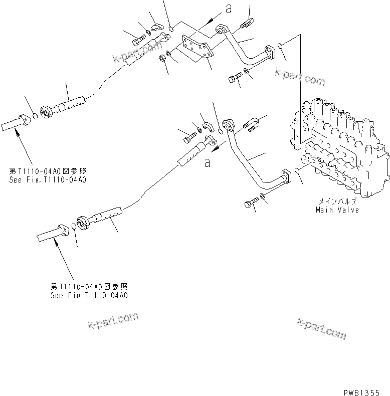 Komatsu parts book diagram for PC400LC-6 S/N 30001-UP: ARM AND BUCKET LINE (VALVE BUCKET LINE)