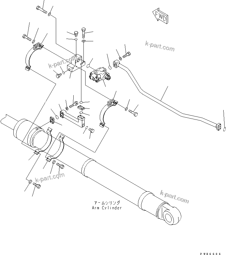Komatsu parts book diagram for PC400LC-6 S/N 30001-UP: DRIFT PRIVENTIVE (BOOM AND ARM) (LOCK VALVE) (FOR HD BOOM)(#30119-)