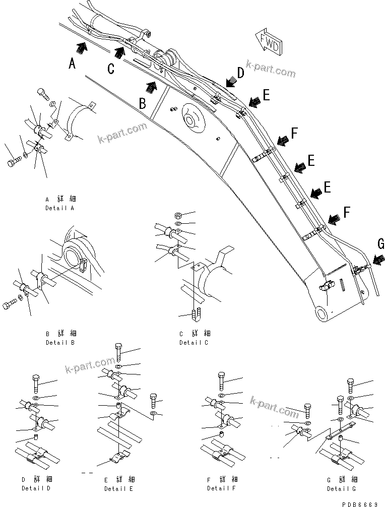 Komatsu parts book diagram for PC400LC-6 S/N 30001-UP: DRIFT PRIVENTIVE (BOOM AND ARM) (LOCK VALVE CLAMP)(#30119-)