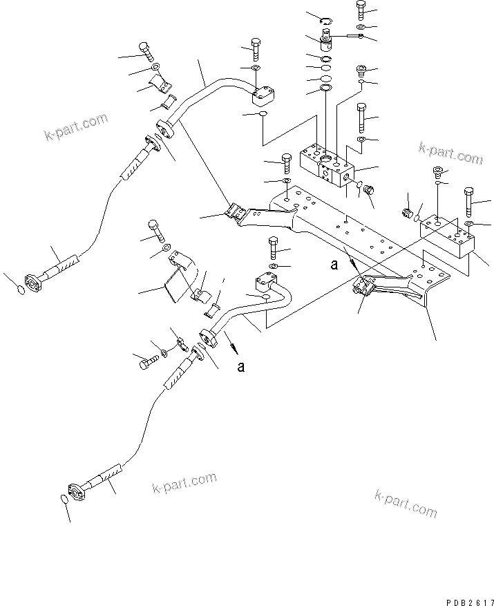 Komatsu parts book diagram for PC400LC-6 S/N 30001-UP: ATTACHMENT LINE (1 ACTUATOR) (CROSS VALVE AND BRACKET)(#30001-32569)
