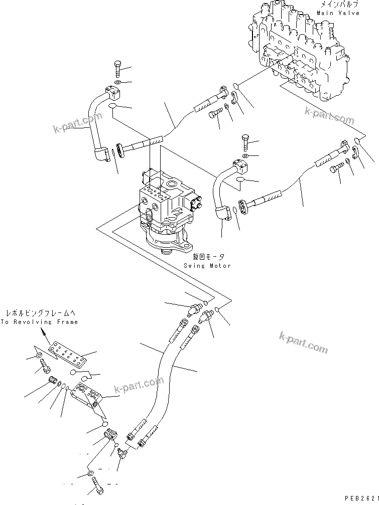 Komatsu parts book diagram for PC400LC-6 S/N 30001-UP: SWING LINE (WITH SWING BACK PREVENTION VALVE)(#30001-31999)