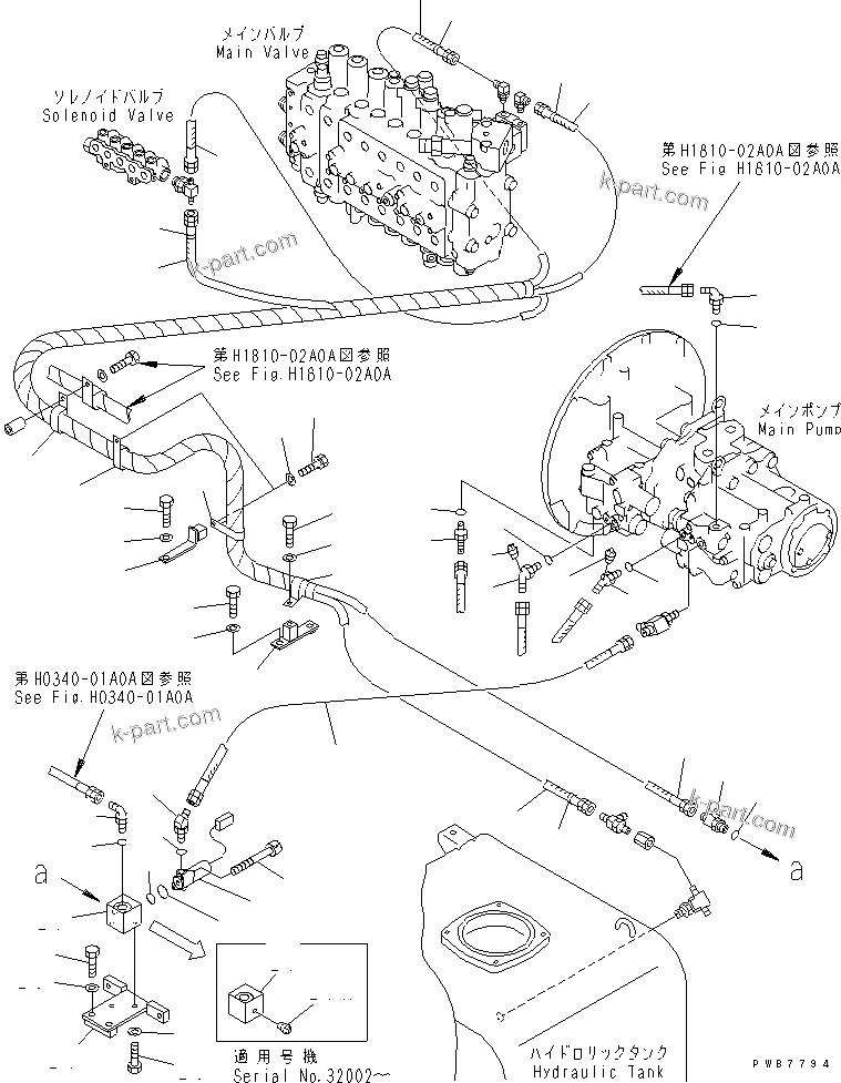 Komatsu parts book diagram for PC400LC-6 S/N 30001-UP: LS LINE (GEAR PUMP LINE AND EPC VALVE)(#32001-)