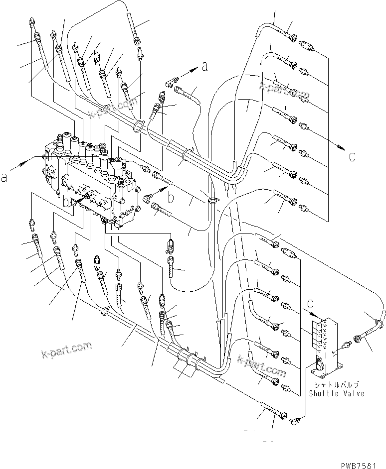 Komatsu parts book diagram for PC400LC-6 S/N 30001-UP: PPC MAIN LINE (VALVE PPC LINE)(#32001-)