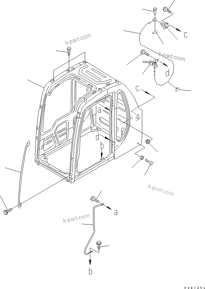 Komatsu parts book diagram for PC400LC-6 S/N 30001-UP: OPERATOR'S CAB (CAB ? GRIP AND OPEN LOCK) (FOR POWER PULL UP WINDOW)