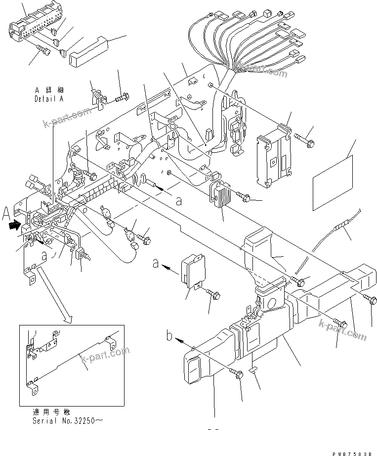 Komatsu parts book diagram for PC400LC-6 S/N 30001-UP: OPERATOR'S CAB (BASE) (WORK LEVER WITH PPC VALVE)(#32001-)