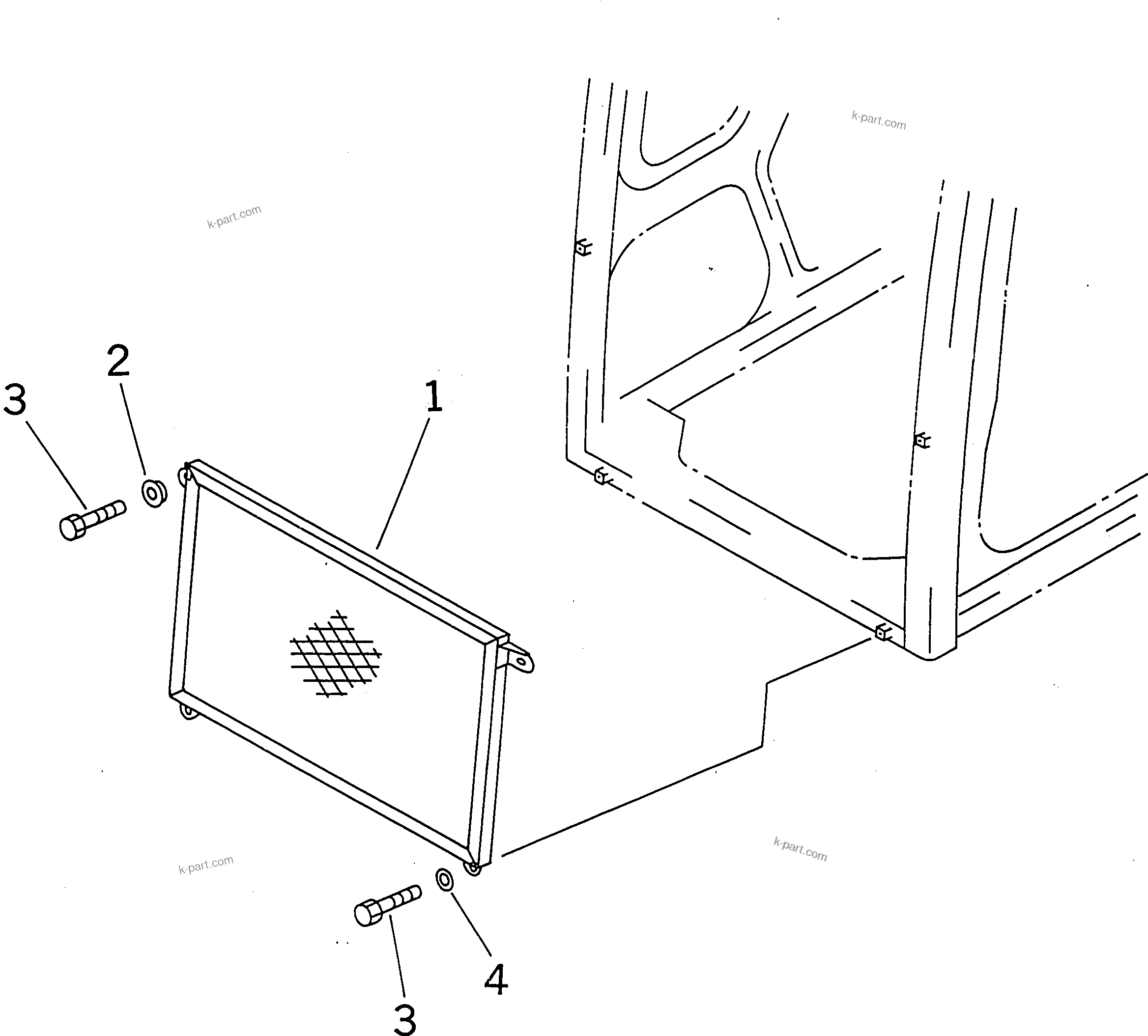 Komatsu parts book diagram for PC400LC-6 S/N 30001-UP: FRONT GUARD (HALF) (LOWER)