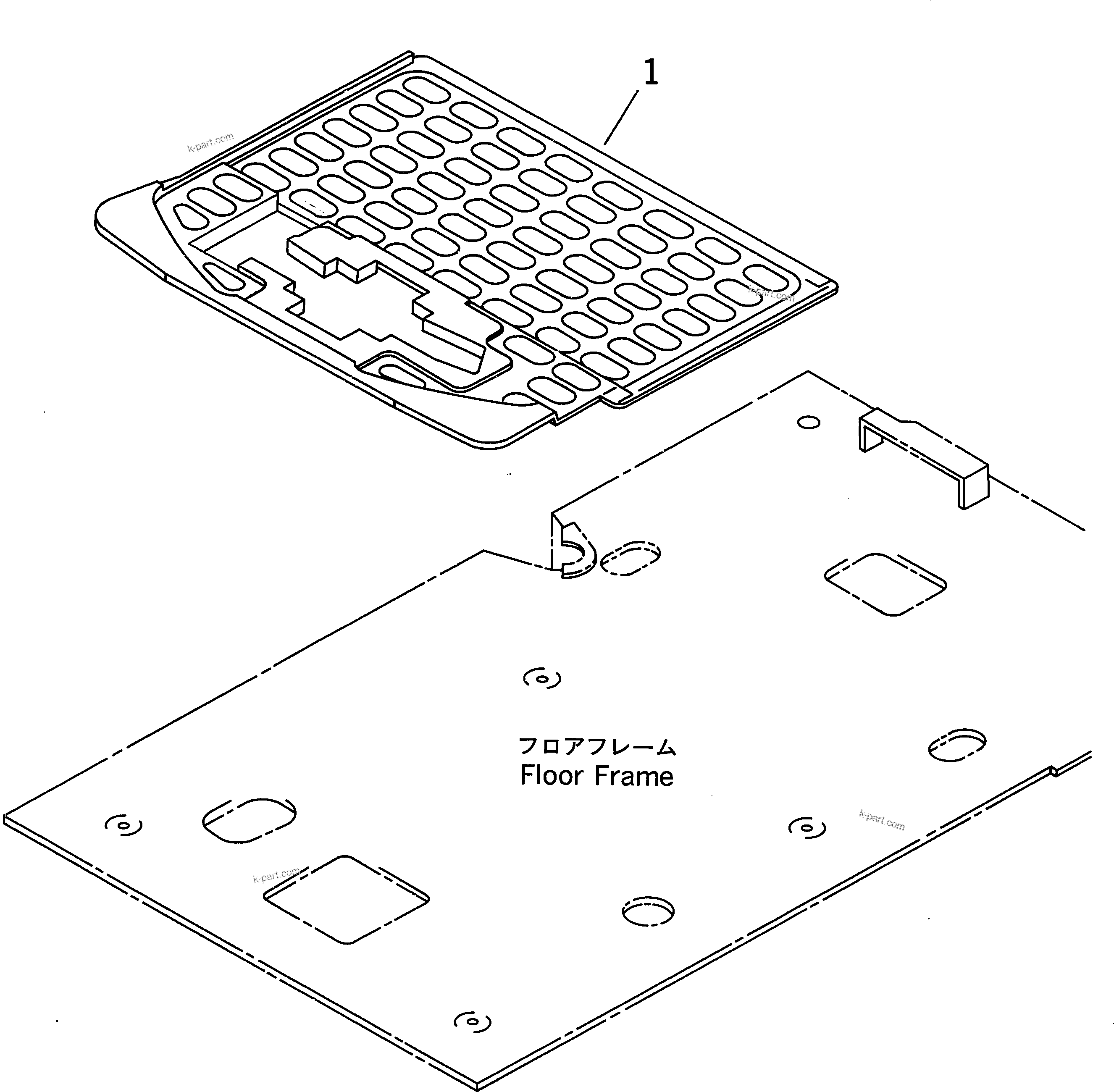 Komatsu parts book diagram for PC400LC-6 S/N 30001-UP: FLOOR MAT (1 ACTUATOR)