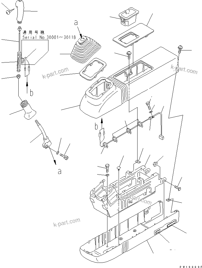 Komatsu parts book diagram for PC400LC-6 S/N 30001-UP: FLOOR FRAME (LEFT STAND) (LEVER L.H. AND HARNESS) (LOADER)(#30163-)