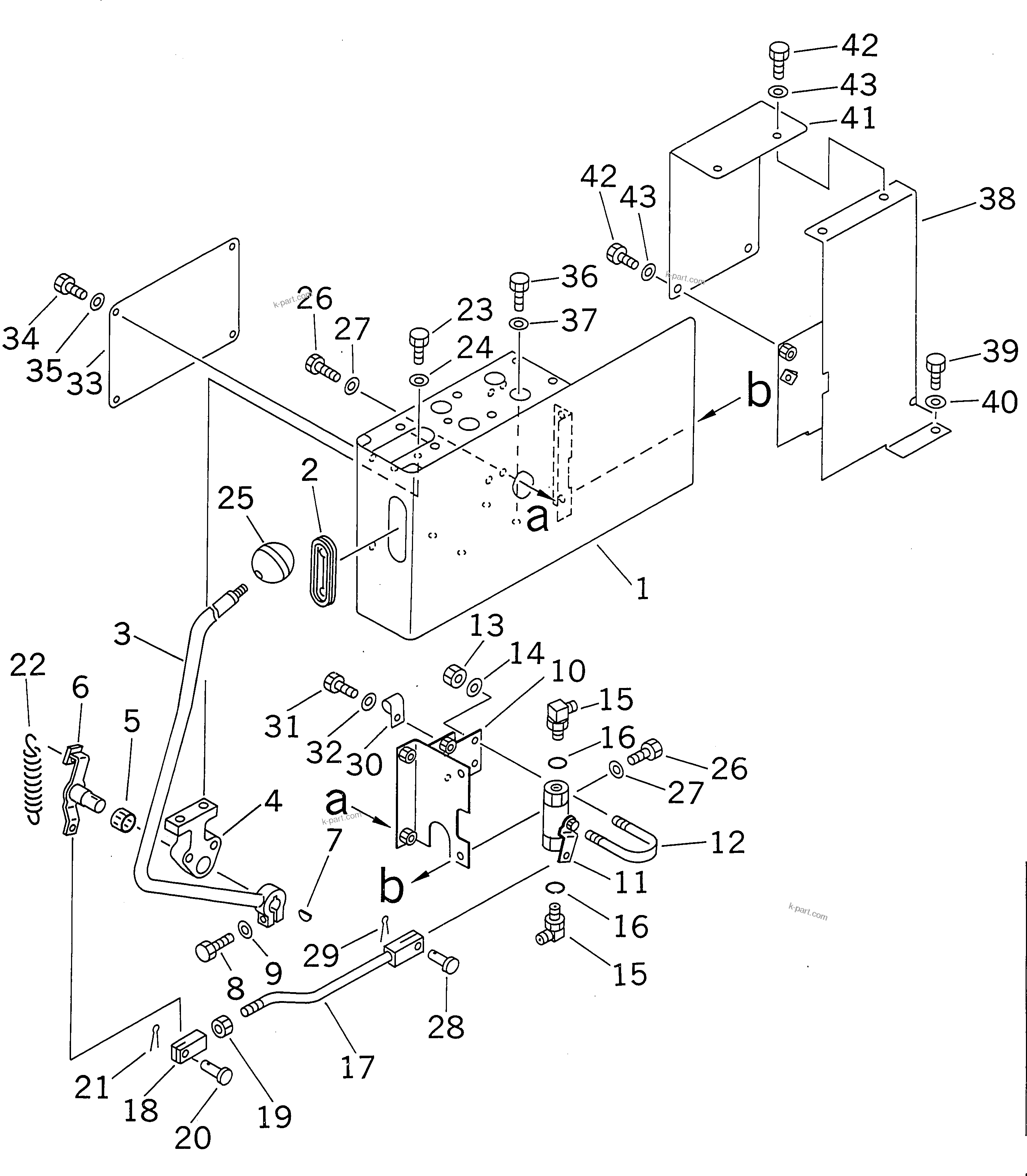 Komatsu parts book diagram for PC400LC-6 S/N 30001-UP: LEFT STAND (STAND AND REAR COVER)(#30001-30118)