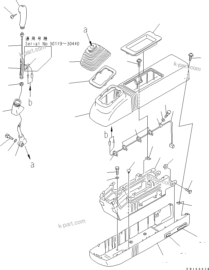 Komatsu parts book diagram for PC400LC-6 S/N 30001-UP: FLOOR FRAME (RIGHT STAND) (STAND)(#30119-)