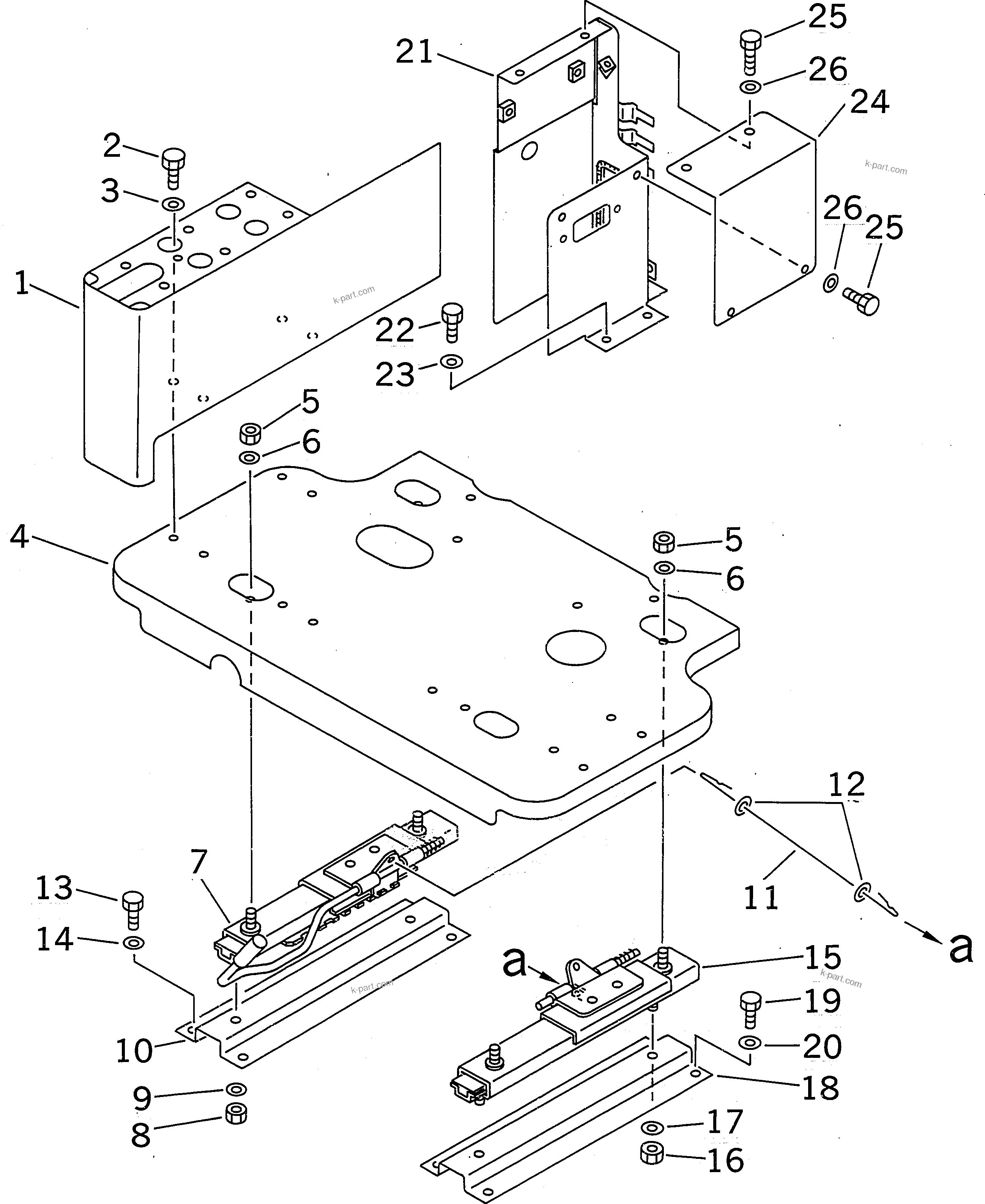 Komatsu parts book diagram for PC400LC-6 S/N 30001-UP: FLOOR FRAME (RIGHT STAND) (STAND ? FRAME AND ADJUSTER)(#30119-32090)