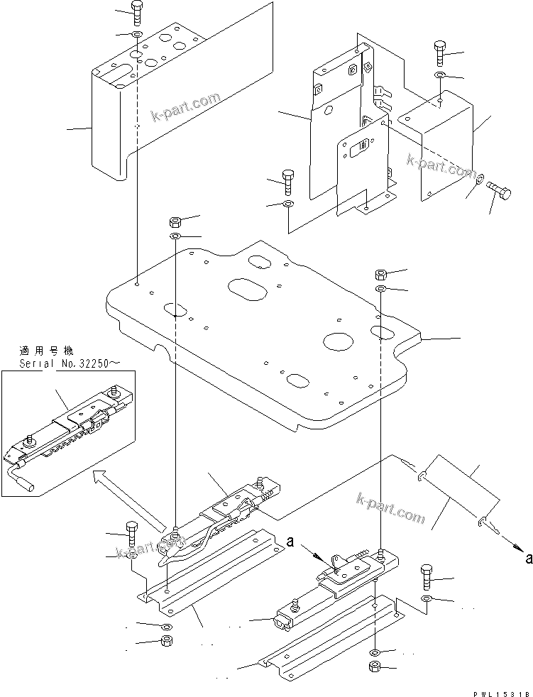 Komatsu parts book diagram for PC400LC-6 S/N 30001-UP: FLOOR FRAME (RIGHT STAND) (STAND ? FRAME AND ADJUSTER)(#32091-)