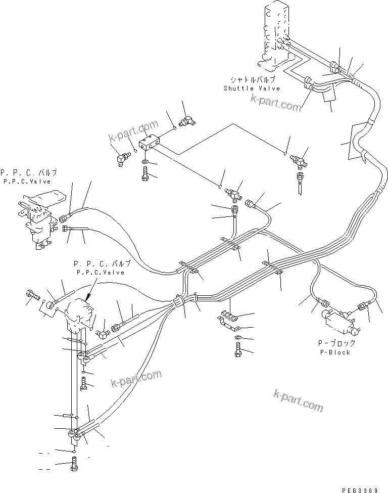 Komatsu parts book diagram for PC400LC-6 S/N 30001-UP: FLOOR FRAME (PPC TRAVEL LINE) (2 ACTUATOR)(#30119-31999)