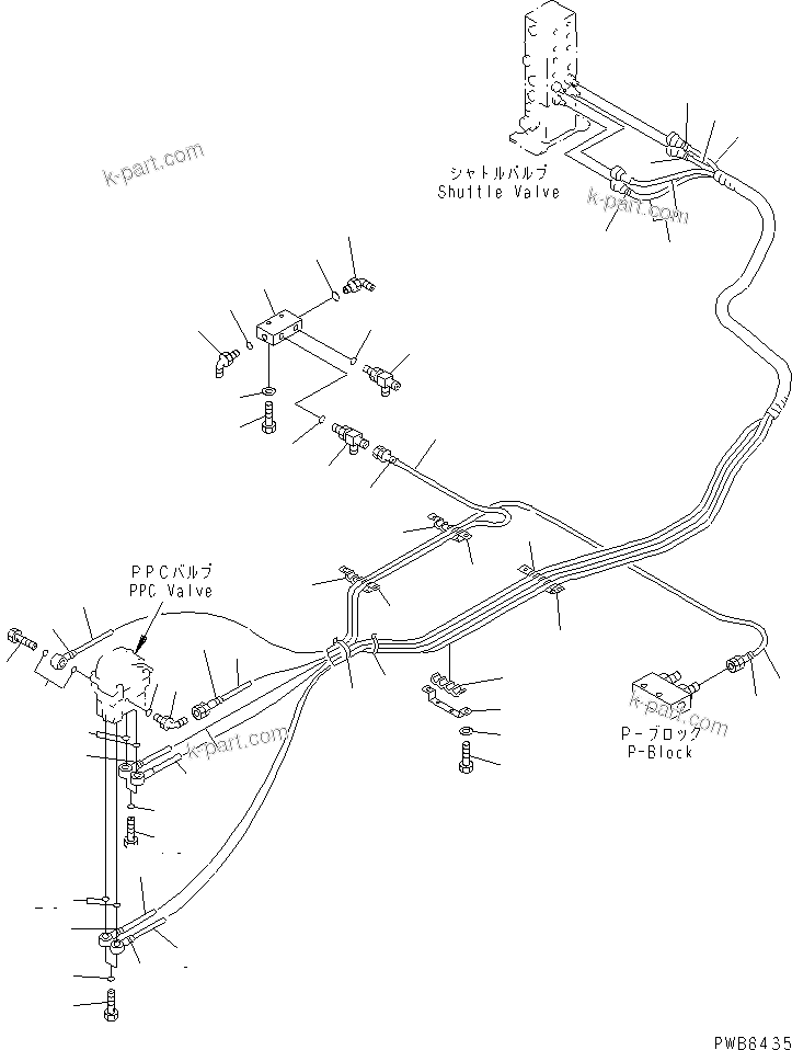 Komatsu parts book diagram for PC400LC-6 S/N 30001-UP: FLOOR FRAME (PPC TRAVEL LINE) (2 ACTUATOR)(#32001-32090)
