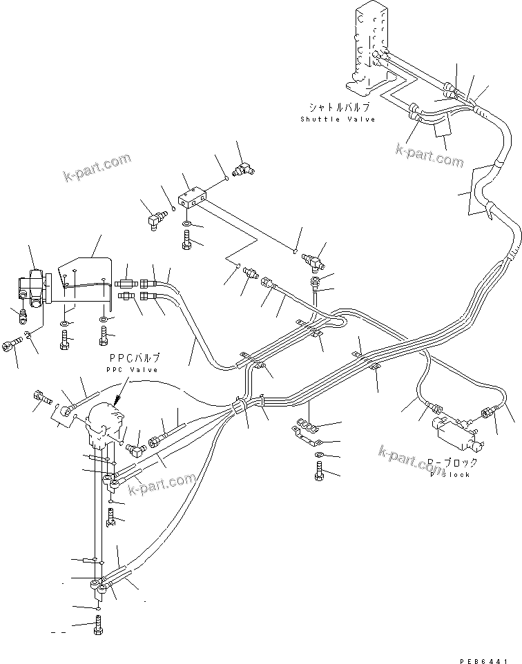 Komatsu parts book diagram for PC400LC-6 S/N 30001-UP: FLOOR FRAME (PPC TRAVEL LINE) (LOADER)(#30163-31999)