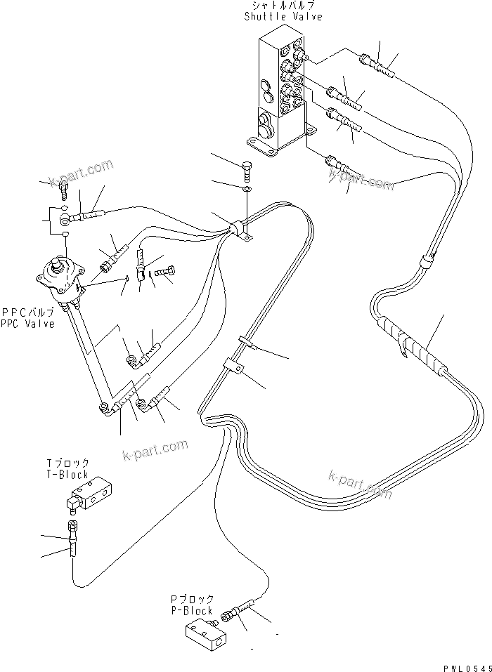 Komatsu parts book diagram for PC400LC-6 S/N 30001-UP: FLOOR FRAME (PPC WORK LINE) (HOSE)(#32091-)