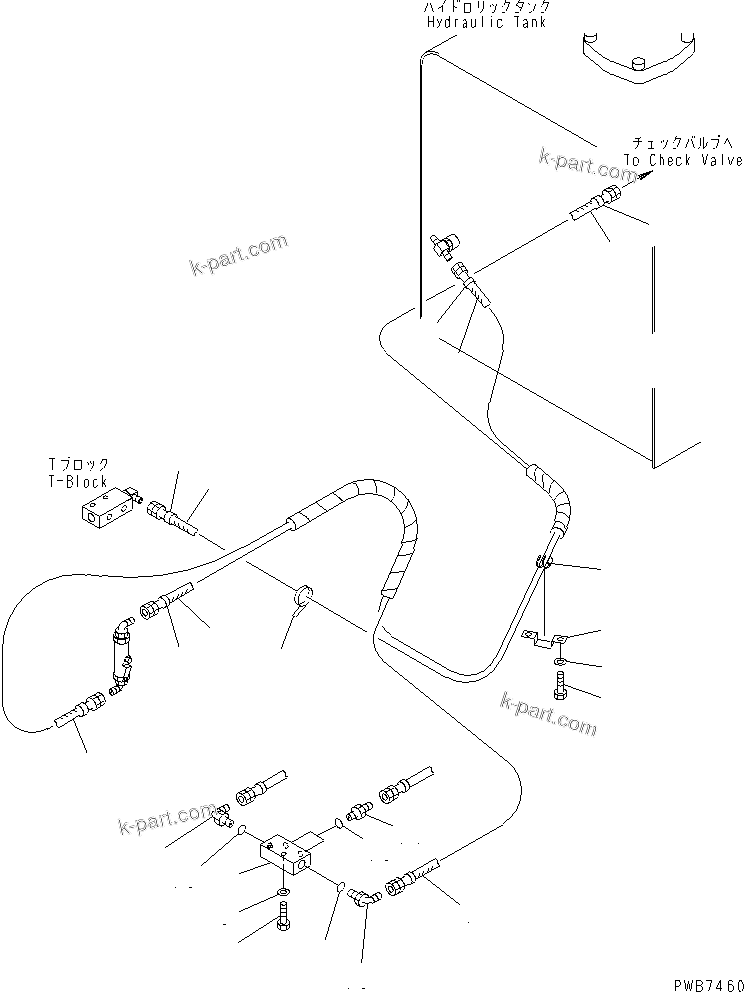 Komatsu parts book diagram for PC400LC-6 S/N 30001-UP: FLOOR FRAME (PPC WORK LINE) (HOSE AND BLOCK)(#32001-32090)