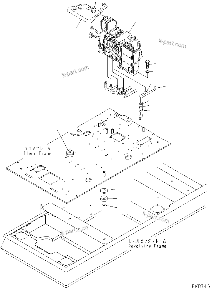 Komatsu parts book diagram for PC400LC-6 S/N 30001-UP: FLOOR FRAME (AIR CONDITIONER AND CUSHION)(#32001-)