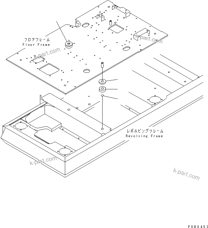 Komatsu parts book diagram for PC400LC-6 S/N 30001-UP: FLOOR FRAME (CUSHION)(#30119-)