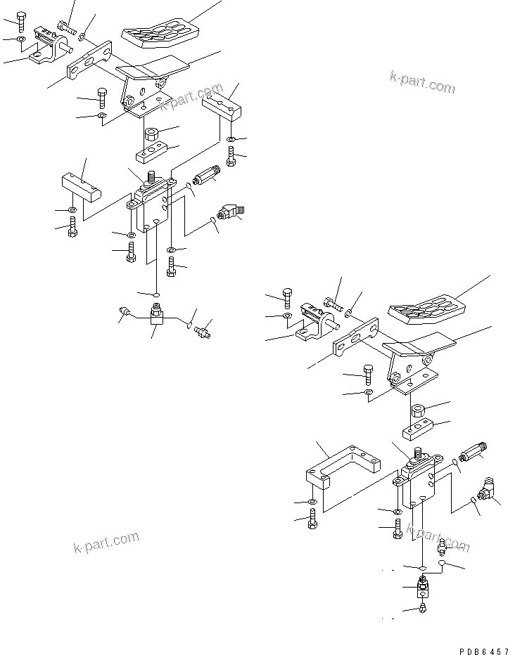 Komatsu parts book diagram for PC400LC-6 S/N 30001-UP: FLOOR FRAME (ATTACHMENT CONTROL PEDAL) (2 ACTUATOR)(#30119-31999)