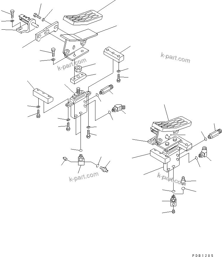 Komatsu parts book diagram for PC400LC-6 S/N 30001-UP: ATTACHMENT CONTROL PEDAL (2 ACTUATOR)(#30001-30118)